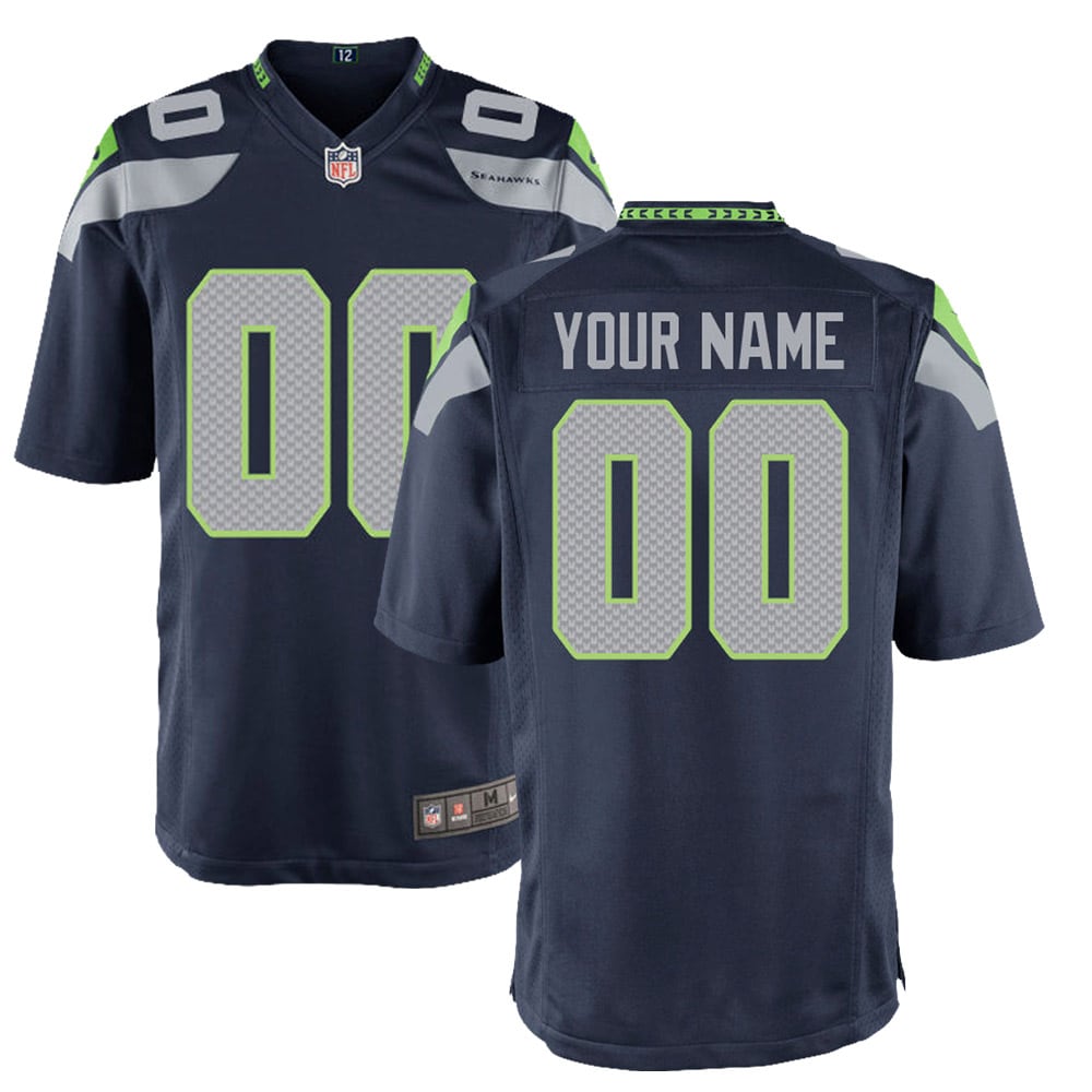 Seattle Seahawks Nike Youth 50th Season Team Custom Game Jersey - College Navy/Navy - Image 6