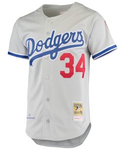 Alternative view of Fernando Valenzuela Los Angeles Dodgers Road 1981 Cooperstown Collection Authentic Jersey - Gray