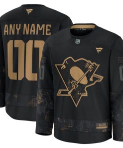 Pittsburgh Penguins  2024 Military Appreciation Personalized Long Sleeve Practice Jersey - Black