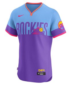 Alternative view of Colorado Rockies Nike 2025 City Connect Elite Jersey - Purple/Light Blue