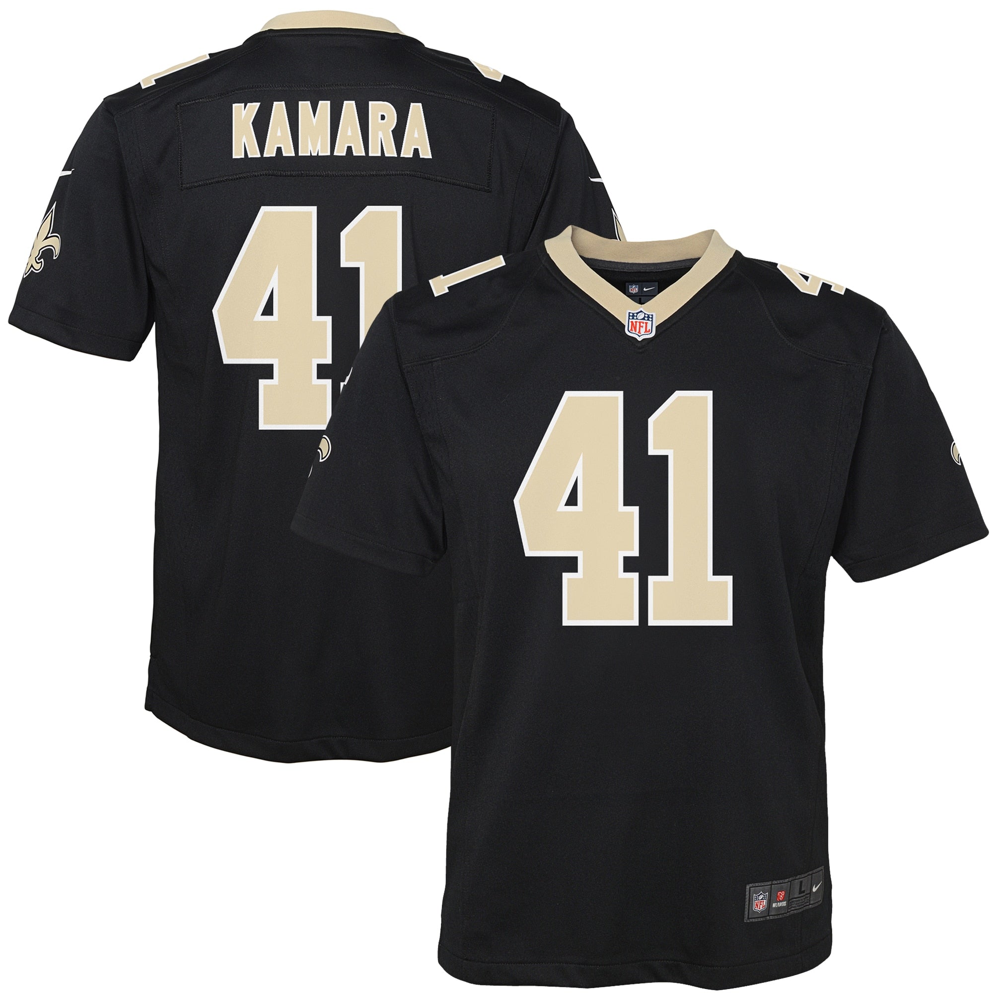 Alvin Kamara New Orleans Saints Nike Youth Game Jersey - White/Black - Image 3