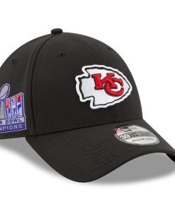 Kansas City Chiefs New Era Super Bowl LVIII Champions Side Patch 39THIRTY Flex Hat - Black