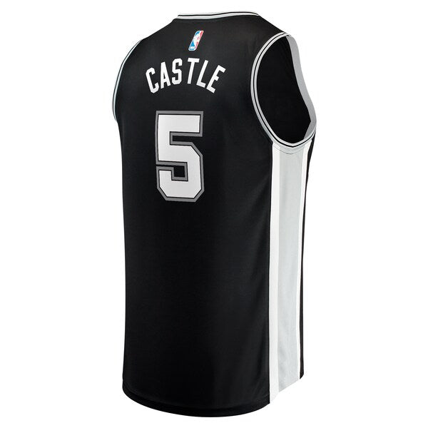 Stephon Castle San Antonio Spurs 2024 NBA Draft Fast Break Player Jersey - Icon Edition - Black - Image 3