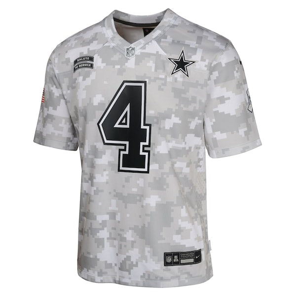Dak Prescott Dallas Cowboys Nike Youth 2024 Salute to Service Game Jersey - Arctic Camo - Image 2