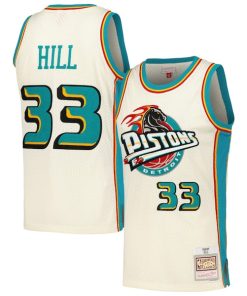 Grant Hill Detroit Pistons Chainstitch Swingman Jersey - Cream