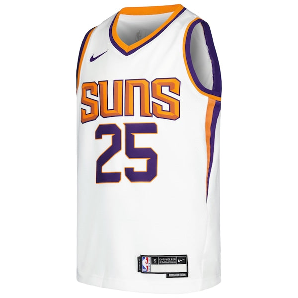 Mikal Bridges Phoenix Suns Nike Youth Swingman Jersey -Association Edition - White/Purple - Image 3