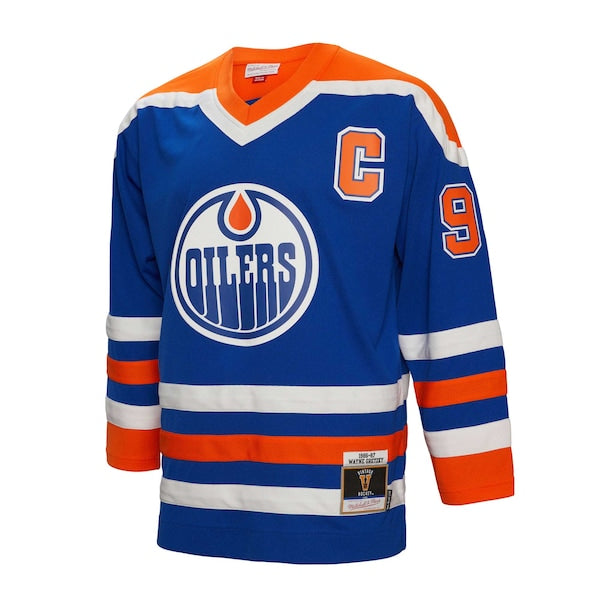 Wayne Gretzky Edmonton Oilers Captain Patch 1986/87 Blue Line Player Jersey - Royal - Image 2