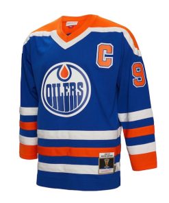 Alternative view of Wayne Gretzky Edmonton Oilers Captain Patch 1986/87 Blue Line Player Jersey - Royal