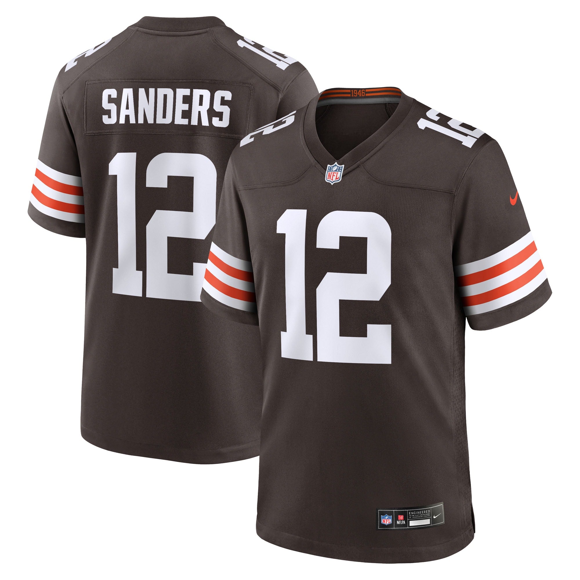Shedeur Sanders Cleveland Browns Nike 2025 NFL Draft Game Jersey - White/Brown - Image 5