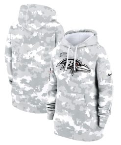 Baltimore Ravens Nike Women's 2024 Salute To Service Club Fleece Pullover Hoodie - Arctic Camo