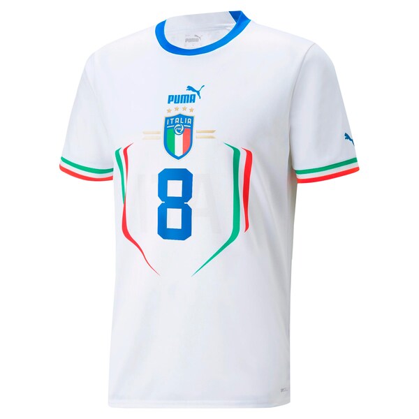 Jorginho Italy National Team Puma Youth 2022/23 Away Replica Player Jersey - White - Image 3