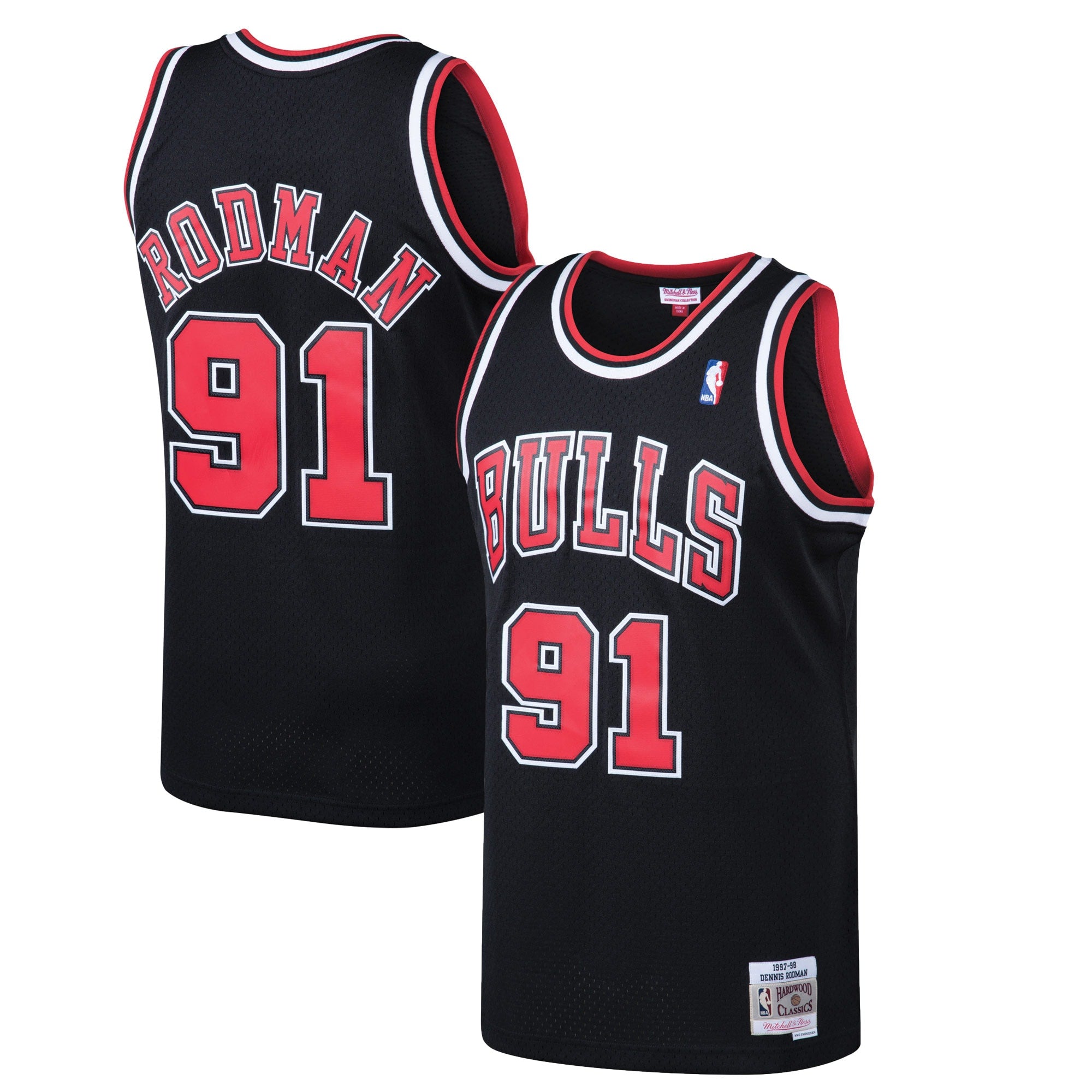 Dennis Rodman Chicago Bulls Hardwood Classics Swingman Jersey - Red/Black - Image 6