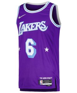 Alternative view of LeBron James Los Angeles Lakers Nike Swingman Player Jersey - City Edition - Purple