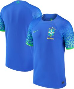 Custom Brazil National Team Nike 2022/23 Away Breathe Stadium Replica Blank Jersey - Blue