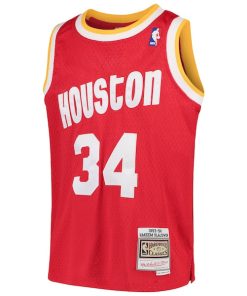 Alternative view of Hakeem Olajuwon Houston Rockets Youth Swingman Throwback Jersey - Red