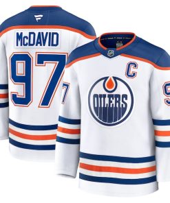 Alternative view of Connor McDavid Edmonton Oilers  Away Premium Jersey - White/Royal
