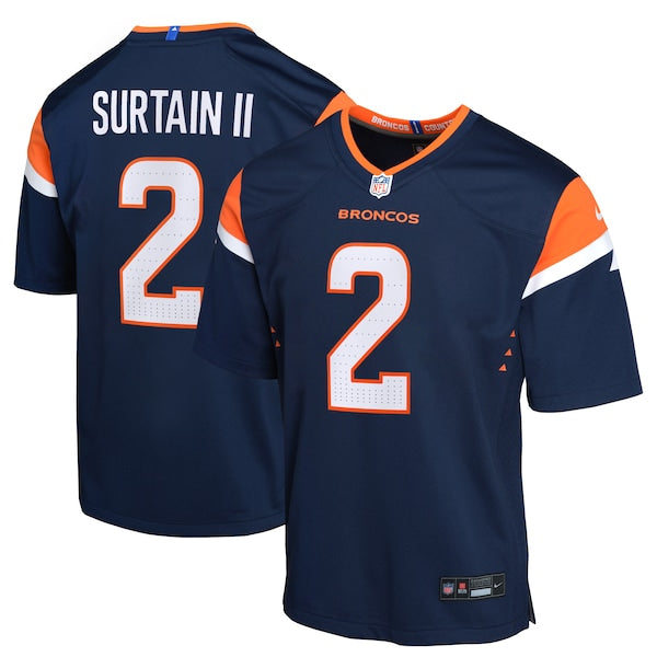 Patrick Surtain II Denver Broncos Nike Youth Alternate Game Jersey - Navy/Orange/White - Image 2