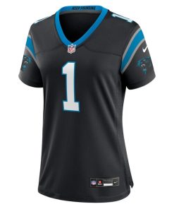 Alternative view of Number 1 Bride Carolina Panthers Nike Women's Game Jersey - Black