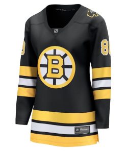 Alternative view of David Pastrnak Boston Bruins  Women's Home Breakaway Player Jersey - Black/White
