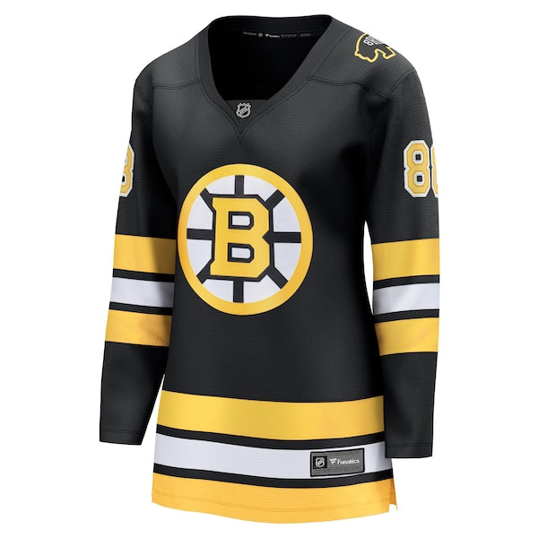 David Pastrnak Boston Bruins Women's Home Breakaway Player Jersey - Black/White - Image 2