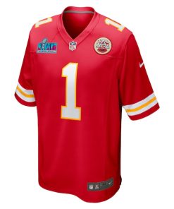 Alternative view of Jerick McKinnon Kansas City Chiefs Nike Super Bowl LVII Patch Game Jersey - Red