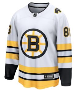 Alternative view of David Pastrnak Boston Bruins  Away Breakaway Player Jersey - White/Black