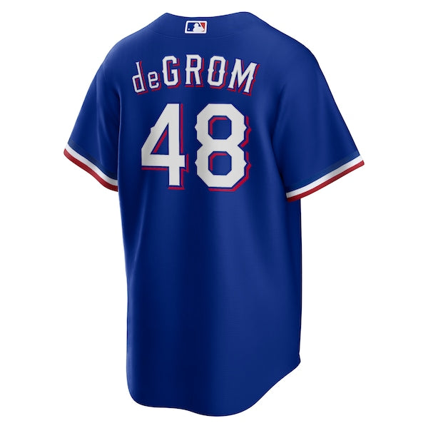 Jacob deGrom Texas Rangers Nike Away Replica Player Jersey - Royal/White - Image 4