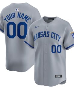 Kansas City Royals Nike Away Limited Custom Jersey - Gray