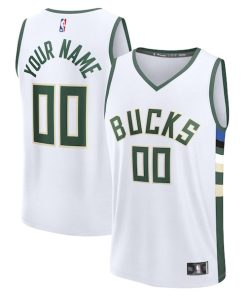 Alternative view of Milwaukee Bucks  Fast Break Custom Jersey - Association Edition - White/Green