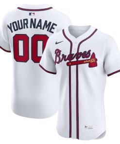 Atlanta Braves Nike Home Elite Custom Jersey - White