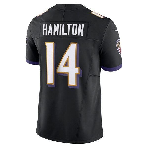Kyle Hamilton Baltimore Ravens Nike Alternate Vapor F.U.S.E. Limited Jersey - Black/Purple - Image 4