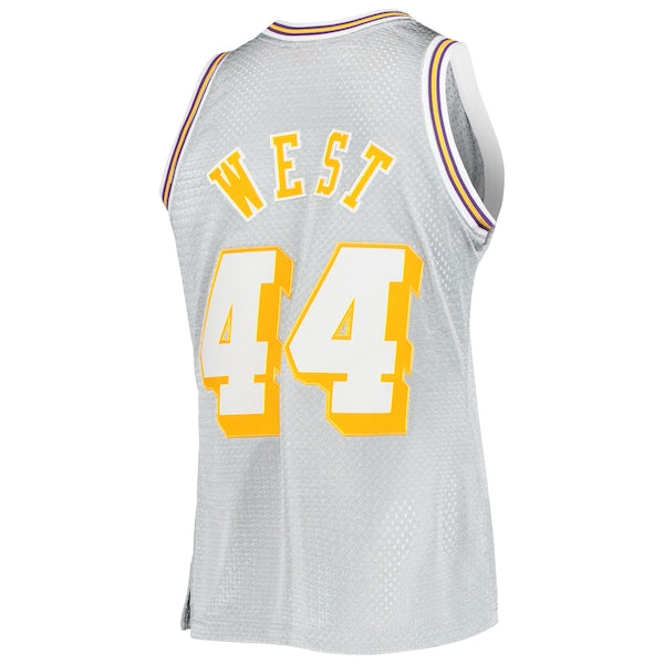 Jerry West Los Angeles Lakers 75th Anniversary 1971/72 Hardwood Classics Swingman Jersey - Silver - Image 3