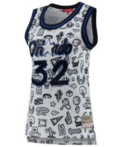 Alternative view of Shaquille O'Neal Orlando Magic Women's 1994 Doodle Swingman Jersey - White
