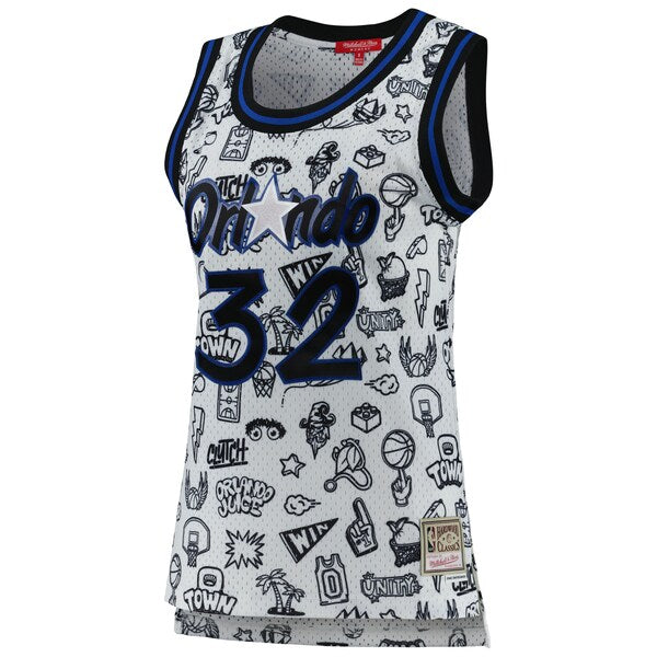 Shaquille O'Neal Orlando Magic Women's 1994 Doodle Swingman Jersey - White - Image 2