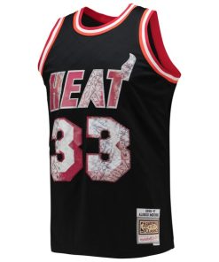 Alternative view of Alonzo Mourning Miami Heat 1996/97 Hardwood Classics NBA 75th Anniversary Diamond Swingman Jersey - Black