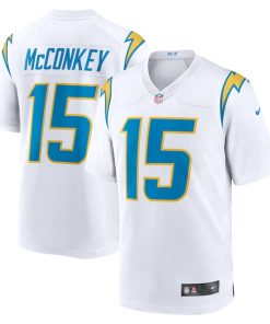 Alternative view of Ladd McConkey Los Angeles Chargers Nike Game Jersey -  White/Navy/Royal