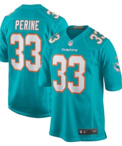 Lamical Perine Miami Dolphins Nike Home Game Player Jersey - Aqua