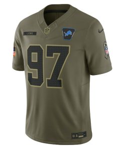 Alternative view of Aidan Hutchinson Detroit Lions Nike 2025 Salute to Service Limited Jersey - Olive