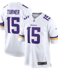 Alternative view of Dallas Turner Minnesota Vikings Nike Game Jersey -  White/Purple