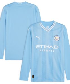 Manchester City Puma 2023/24 Home Replica Long Sleeve Jersey - Sky Blue