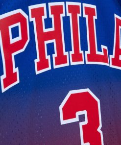 Alternative view of Allen Iverson Philadelphia 76ers 1996/97 Hardwood Classics Fadeaway Swingman Player Jersey - Red/Royal