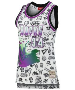 Alternative view of Ray Allen Milwaukee Bucks Women's 1996 Doodle Swingman Jersey - White