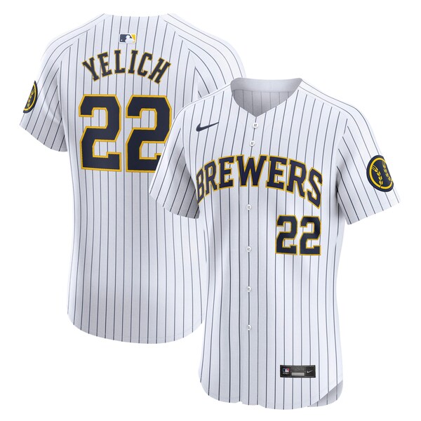 Christian Yelich Milwaukee Brewers Nike Alternate Alternate Elite Player Jersey - White - Image 2