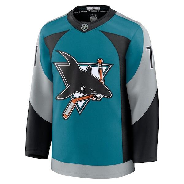 Macklin Celebrini San Jose Sharks Alternate Premium Player Jersey - Teal - Image 2