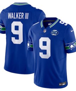 Alternative view of Kenneth Walker III Seattle Seahawks Nike 50th Season Vapor F.U.S.E. Limited Jersey - Royal/College Navy