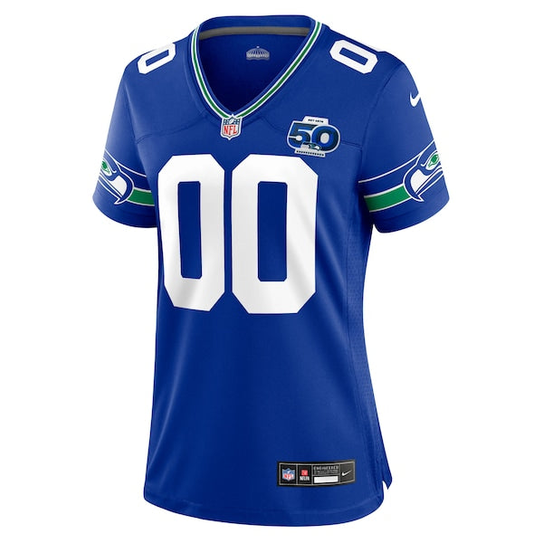 Seattle Seahawks Nike Women's 50th Season Throwback Custom Game Jersey - Royal/College Navy/Neon Green - Image 3