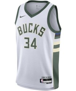Alternative view of Giannis Antetokounmpo Milwaukee Bucks Nike Youth Swingman Jersey - Association Edition - White