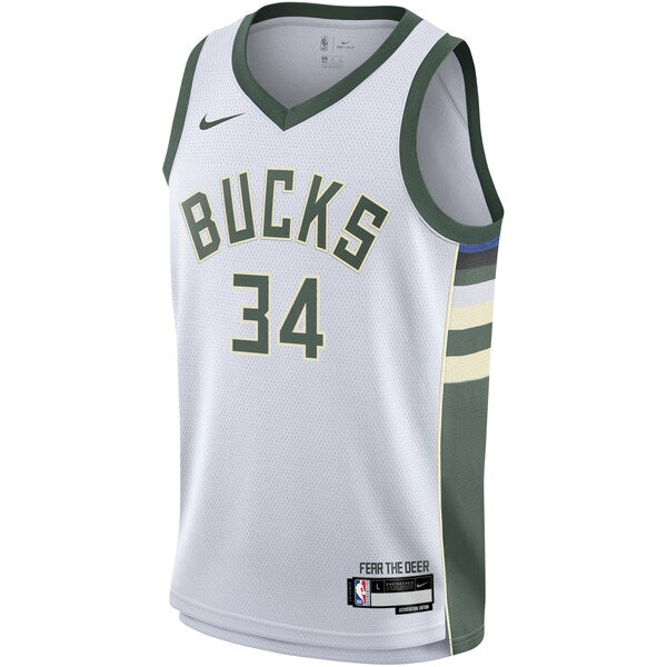 Giannis Antetokounmpo Milwaukee Bucks Nike Youth Swingman Jersey - Association Edition - White - Image 2