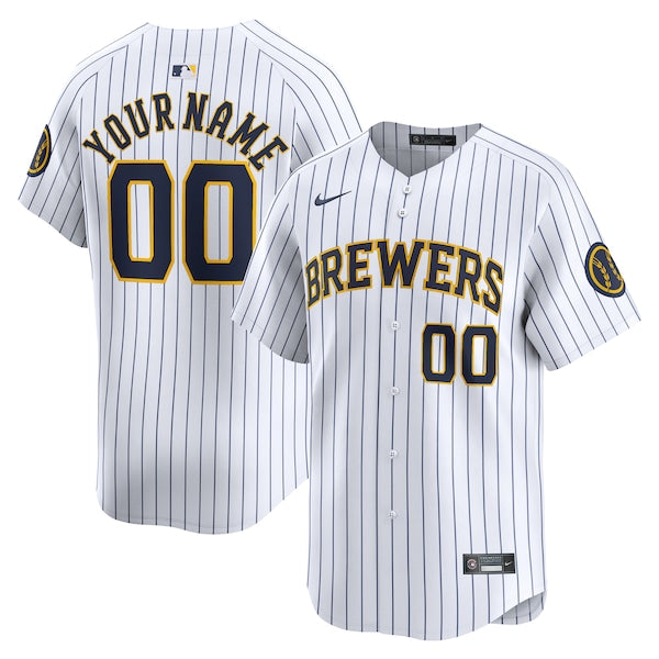 Milwaukee Brewers Nike Alternate Limited Custom Jersey?ยจC White