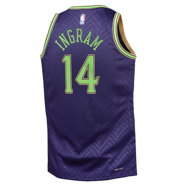 Brandon Ingram New Orleans Pelicans Nike Youth 2024/25 Swingman Player Jersey - City Edition - Purple - Image 3